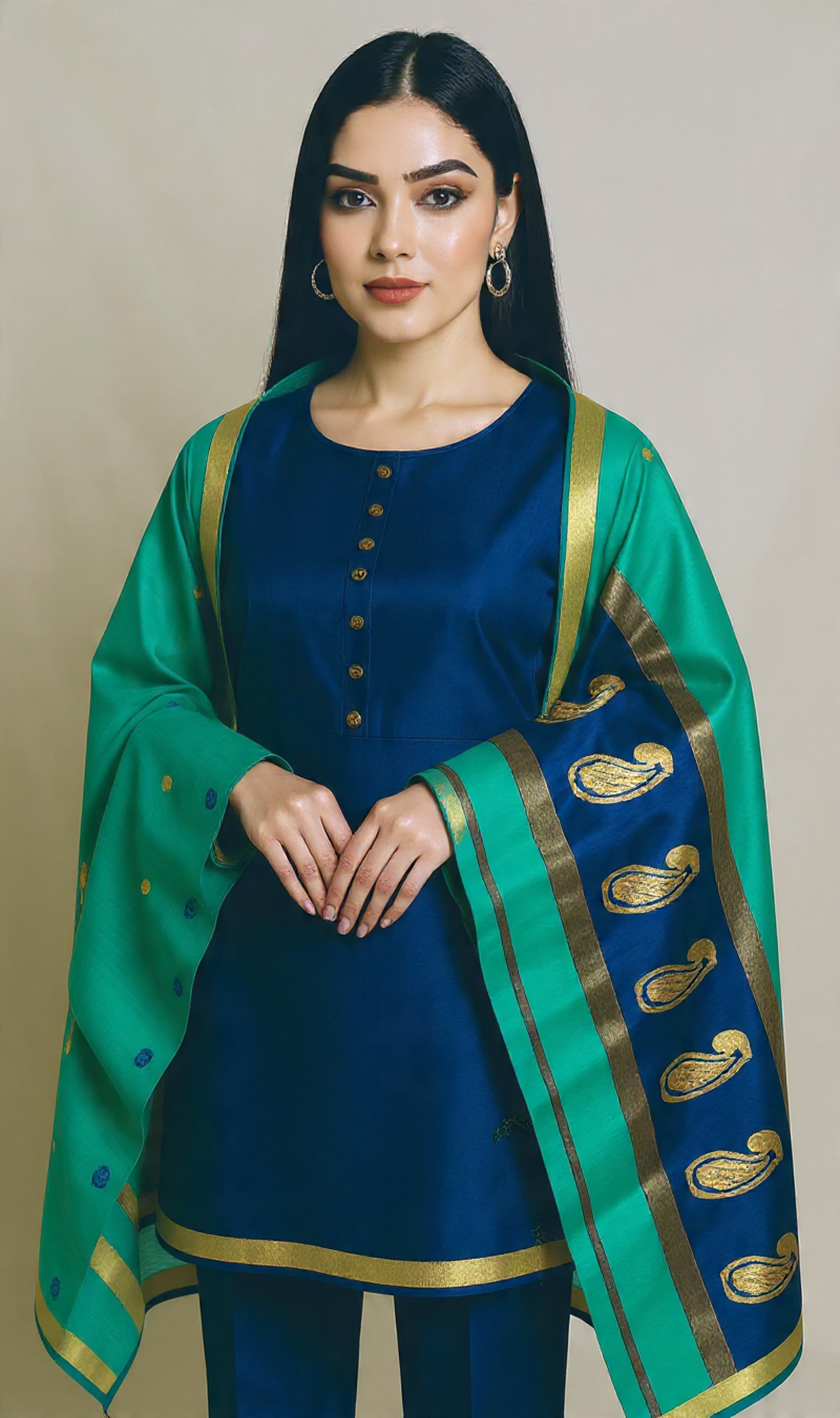 Maheshwari silk suit with dupatta