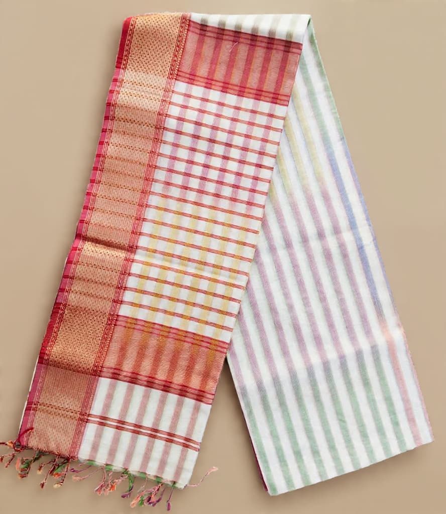 Tie and Dye Maheshwari Saree | White