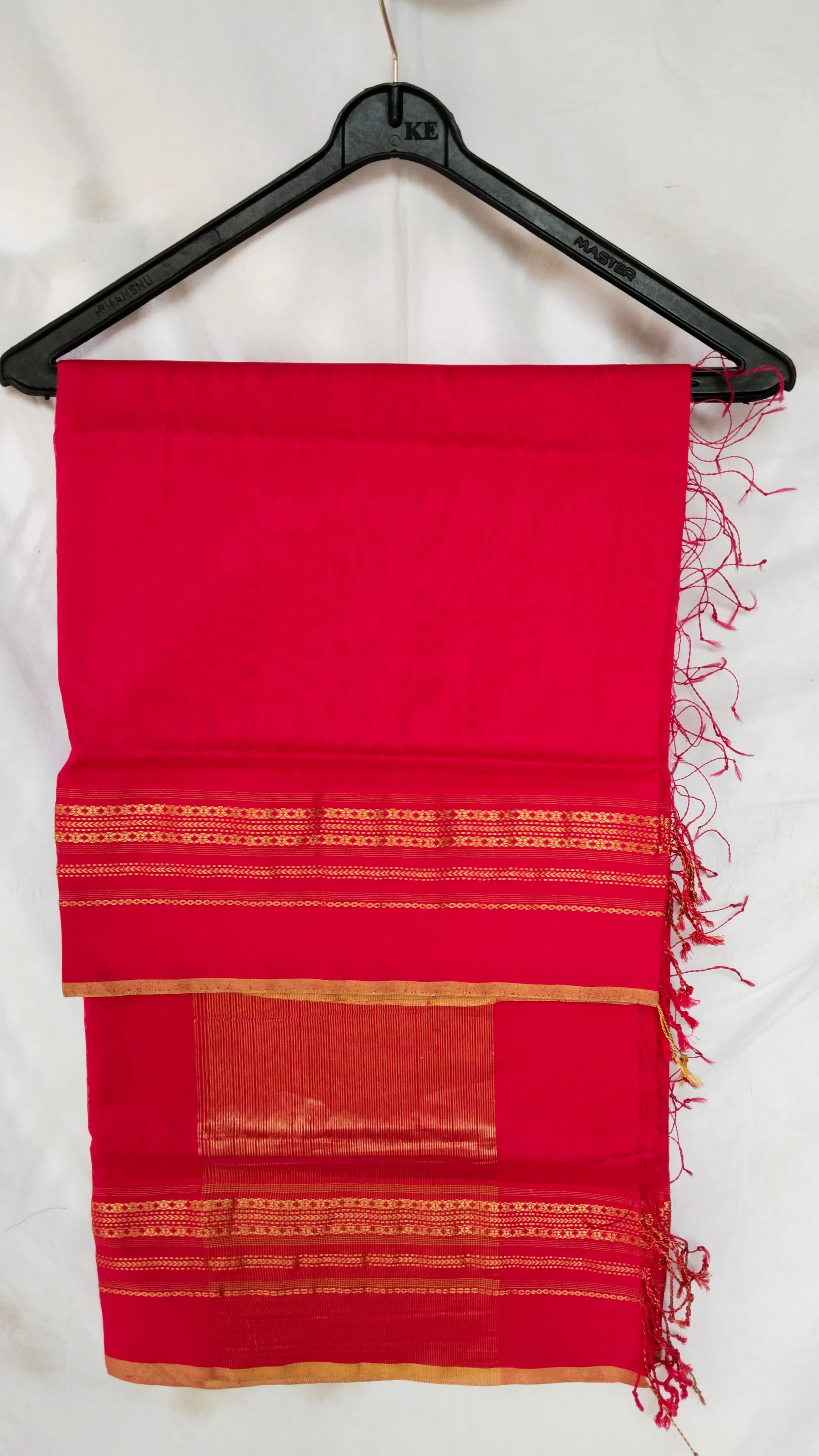 Silver-Golden Border Dupatta | Hot Pink