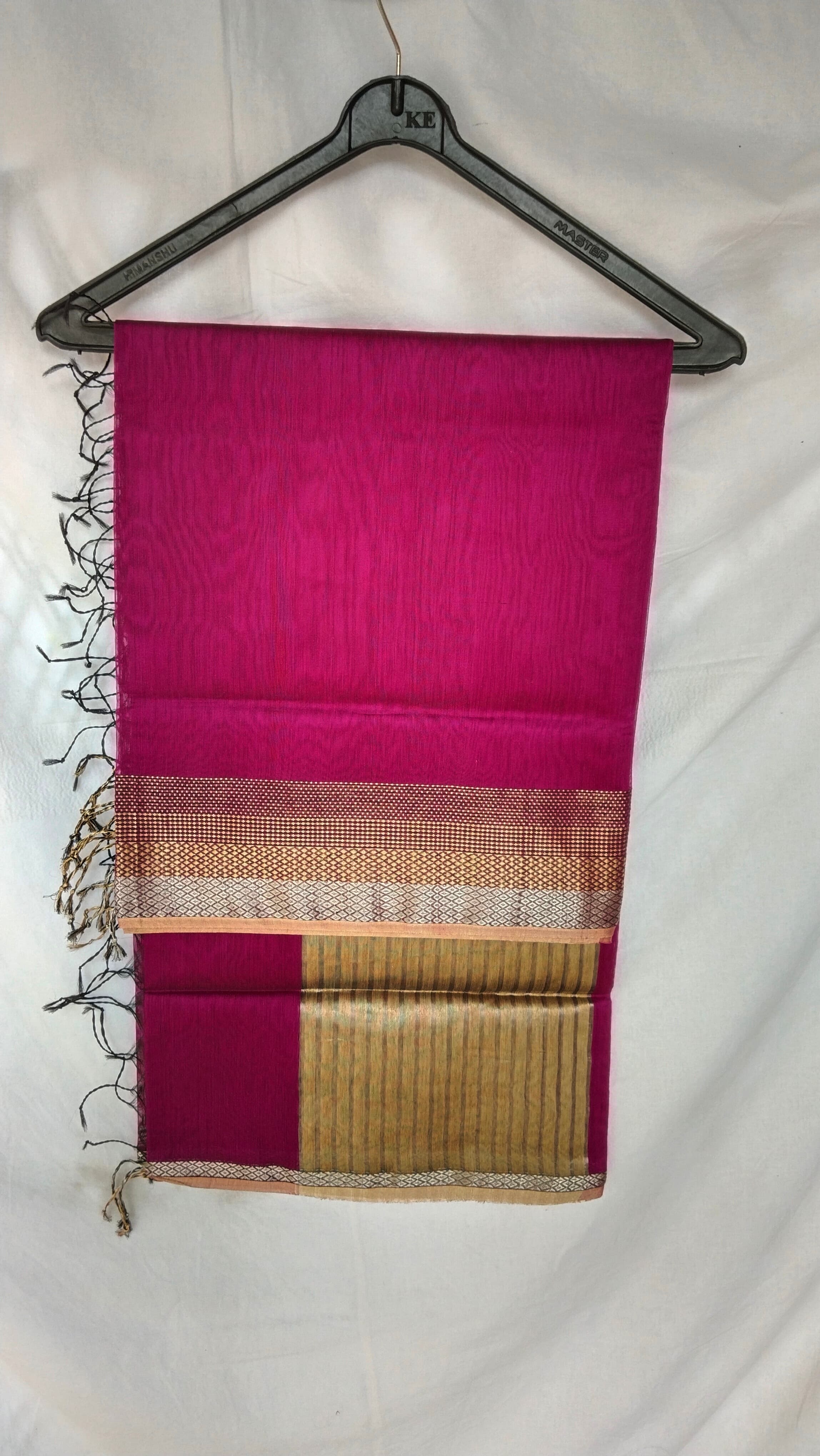 Silver-Golden Border Dupatta | Magenta